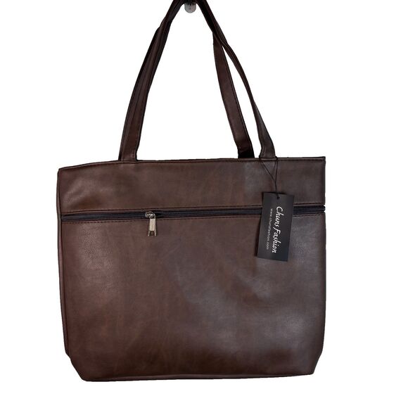 Women's Handbag Satchel Purse Zip Detail One Size CHUNS Brown NWT - Picture 1 of 7